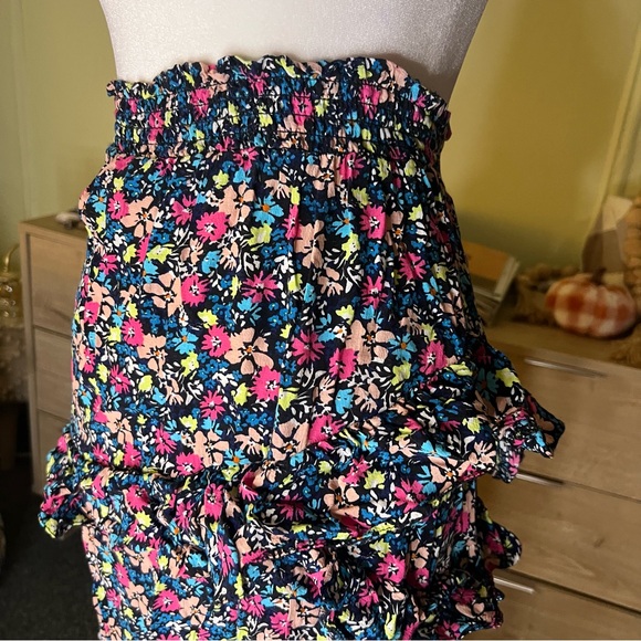 RIVER ISLAND Ditsy Floral Pattern Ruffle Tiered Midi Maxi Stretch Skirt Slit S - Picture 4 of 16
